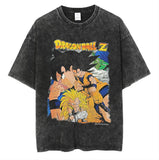 Anime cartoon dragon ball vintage wash print short sleeve t-shirt