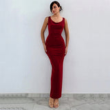 Women Dress round Neck Backless Party Slim-Fit Sheath Dress