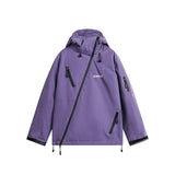 Unisex Winter Cotton Coat Pocket Decorative Hooded down Jacket Vintage Oblique Zipper down Jacket