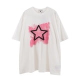 Men T Shirt Five-Pointed Star Graffiti Couple Short Sleeve T-shirt
