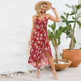 Women Date Dress Summer Sexy Suspender Dress Irregular Pattern Print Dress