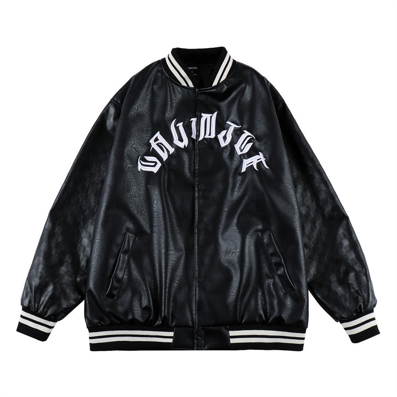 Men Jacket Coat Letter Leather Jacket Men's Baseball Uniform Autumn Baggy Coat