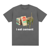 I Eat Cement Cursed Cat Funny Meme T Shirt for Men Women