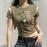 Women T-shirt O-neck Short Top Casual Cropped T-shirt