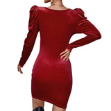Women Dress Sexy round Neck Velvet Slim Fit Sheath Dress