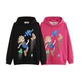 Men Hoodie Hip Hop Cartoon Puff Print Couple Hooded Sweater