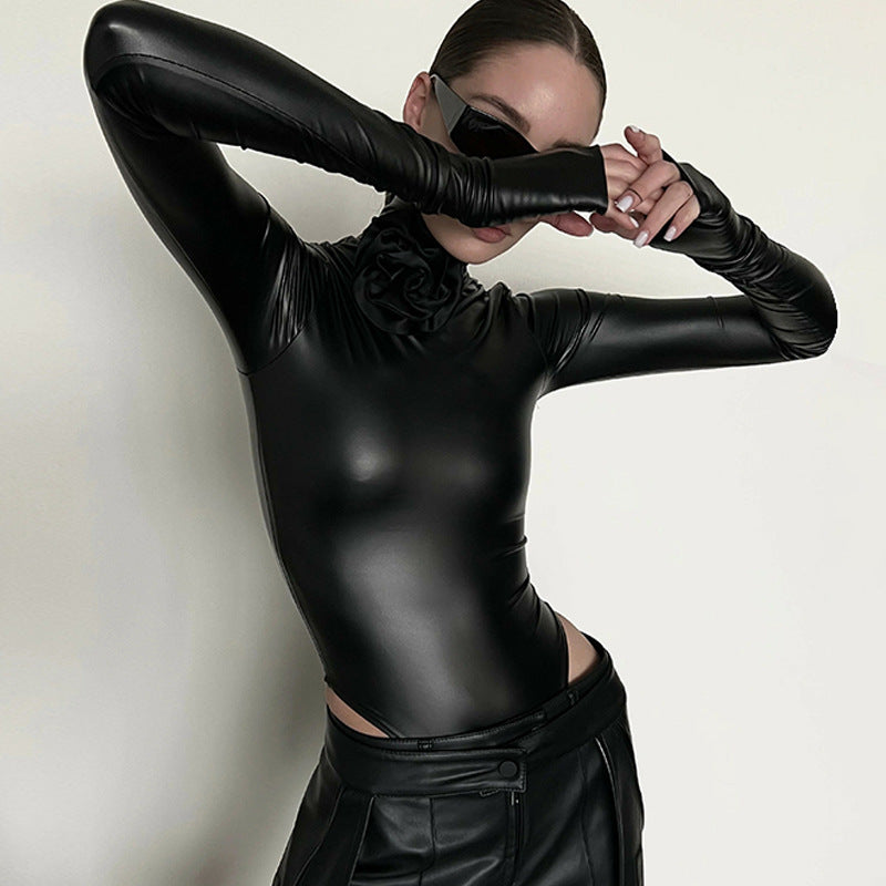 Women Jumpsuit Winter Slim Turtleneck Long Sleeve Jumpsuit
