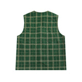 Men Vest Corduroy Plaid Vest