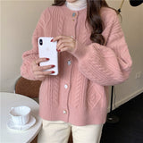 Women Knitted Cardigan Loose Pink Knitted Cardigan Sweater Coat