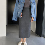 Women Knitted Skirt Autumn and Winter Knitting Straight Skirt Sheath Skirt
