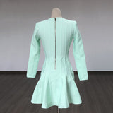 Women Evening Dress Double Breasted Dress Bandage Gown V-neck