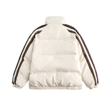 Unisex Winter Cotton Coat Letter Printed Hooded Cotton-Padded Coat Vintage Loose and Warm Cotton-Padded Coat
