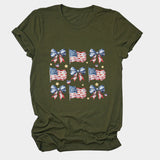 T-shirt bow star print crew neck short sleeve