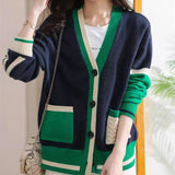 Women Knitwear Autumn and Winter V-neck Sweater Loose Knitted Cardigan