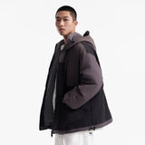 Unisex Winter Cotton Coat Color Contrast Patchwork Hooded down