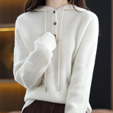 Women Knitwear Fall Winter Hooded Knitwear Loose Sweater