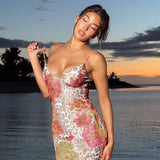 Women Dresses Summer Slim Fit Long Dress Sexy Leopard Strap Dress