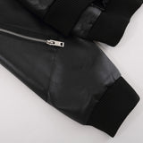 Women Jacket Ribbed Short Leather Jacket Women Zipper Jacket Coat