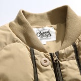 Unisex Winter Cotton Coat Baseball Collar down Jacket Vintage Liner down Jacket