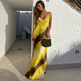 Women Dresses Spring V-neck Backless Slit Sling Dress