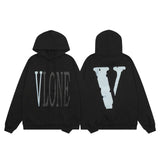 Vlone Hoodie Autumn/Winter Silver Big V Letter Pullover Hooded