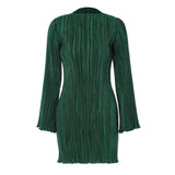 Women Dresses Autumn Striped Slim Fit round Neck Long Sleeves Sheath Dress