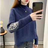 Women Knitted Pullover Sweater Autumn and Winter Turtleneck Loose Long Sleeve Sweater