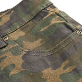 Men Sweatpants Camouflage Hole & Patch Straight-Leg Pants Trousers