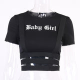 Women T-shirt Summer Sexy Slim-Fit Short-Sleeved Letter Printed T-shirt