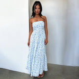 Women Dresses Summer Printing Slim Fit Long Dress Sexy Vacation Dress