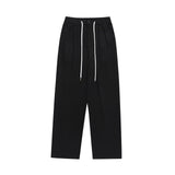 Men Sweatpants Solid Color Suit Pants Men's Summer Simplicity Loose Pleated Drawstring Straight Casual Trousers