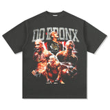 Mens Vintage Boxer T-Shirt Vintage Oliveira Do Bronx Print Short Sleeve T-Shirt Crew Neck Loose