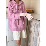 Women Knitted Pullover Spring and Autumn Loose Casual Hooded Sweater Knitwear