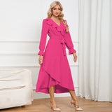 Women Date Dress Winter V-neck Dress Mid-Length Dress