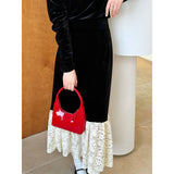 Women Skirt Gold Velvet Skirt Autumn and Winter Lace Fishtail Skirt