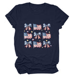 T-shirt bow star print crew neck short sleeve
