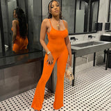 Women Jumpsuit Spring Sexy U Collar Backless Suspender Jumpsuit (Hawthaw0412)