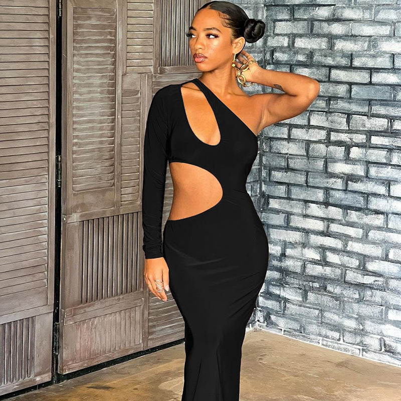 Women Dresses Fall Sexy Hollow Long-Sleeved Dress