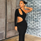 Women Dresses Fall Sexy Hollow Long-Sleeved Dress