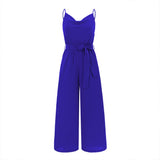 Women Date Dress Summer Sexy Slim-Fit Suspender Wide-Leg Jumpsuit Trousers