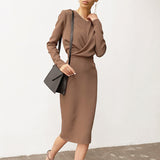Women Dress Autumn and Winter Chiffon Dress Hip Skirt