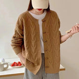 Women Knitted Cardigan Vintage Sweater Coat for Women Autumn and Winter Loose Knitted Cardigan