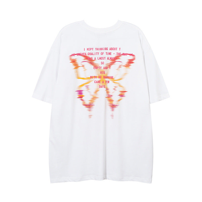 Men T Shirt Summer Butterfly Graffiti Printing Short Sleeve T-shirt