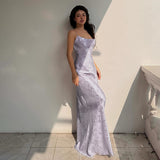 Women Dresses Summer Slim Fit Long Dress Satin Suspender Skirt
