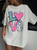 Love Couple Clothing T-Shirts Graphic Tshirt Women Oversized