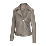 Red Leather Jacket Autumn and Winter Pu Polo Collar Jacket Leather Coat for Women