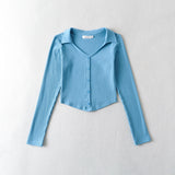 Women Sweater Knitwear Single-Breasted Cardigan Long Sleeve Lapel V-Shaped Slim T-shirt