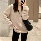 Women Knitwear Autumn and Winter V-neck Knitwear Loose Sweater