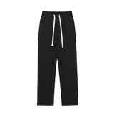 Men Sweatpants Straight Casual Pants Loose Elastic Waist Solid Color Simple Wide Leg Pants Trousers