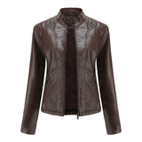 Red Leather Jacket Autumn and Winter Leisure Leather Motorcycle Jacket
